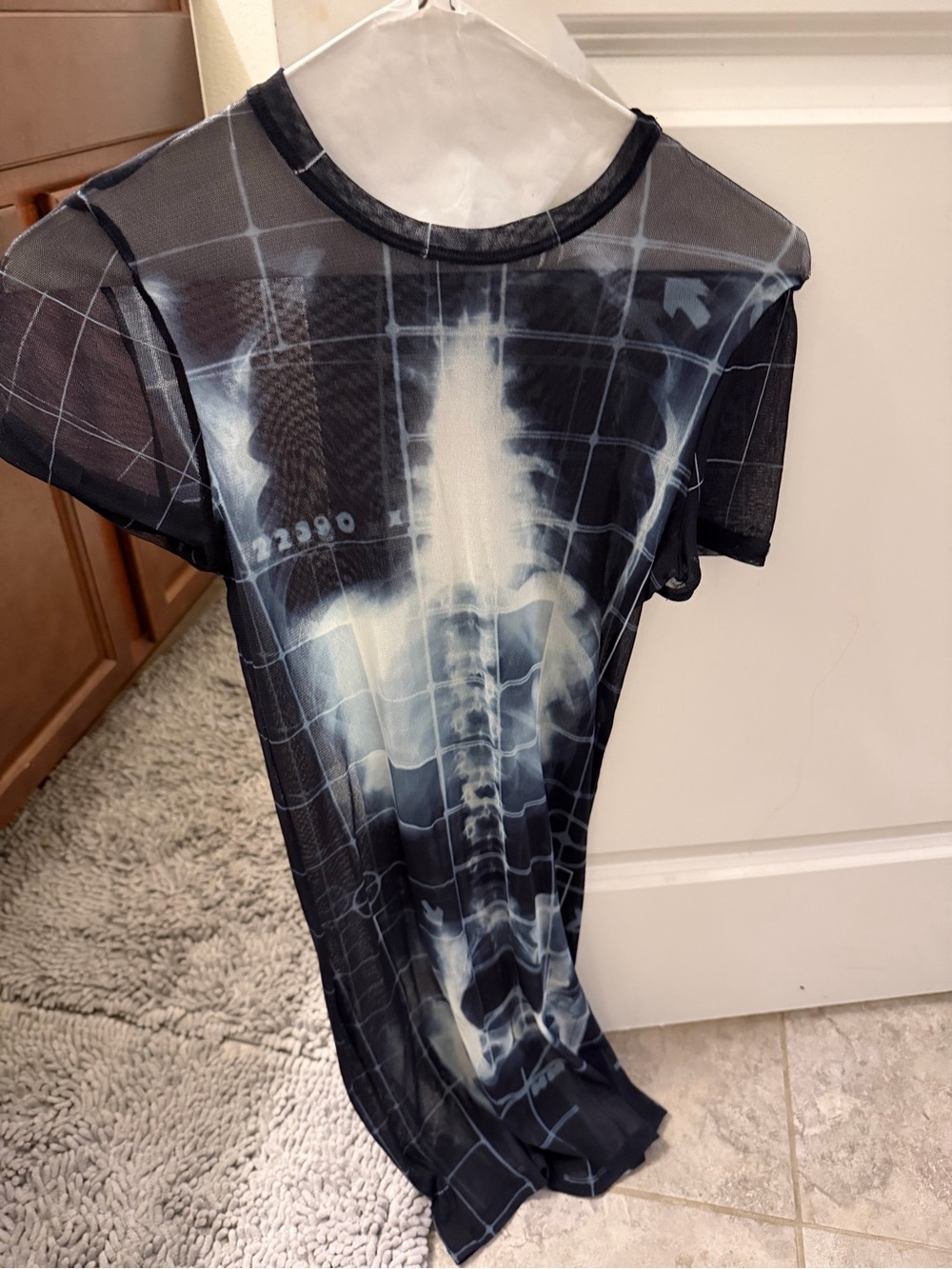 Jean Paul Gaultier Black and White X-Ray Print Mesh Mini Dress